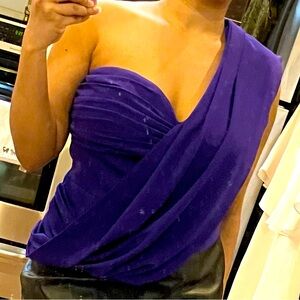 Draped crop top by LBV - new with tags, size 6-10, electric purple